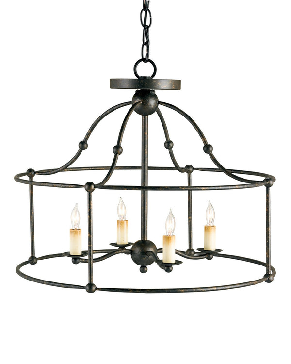 Currey & Company Fitzjames 20" Black 4 Light Semi Flush Mount