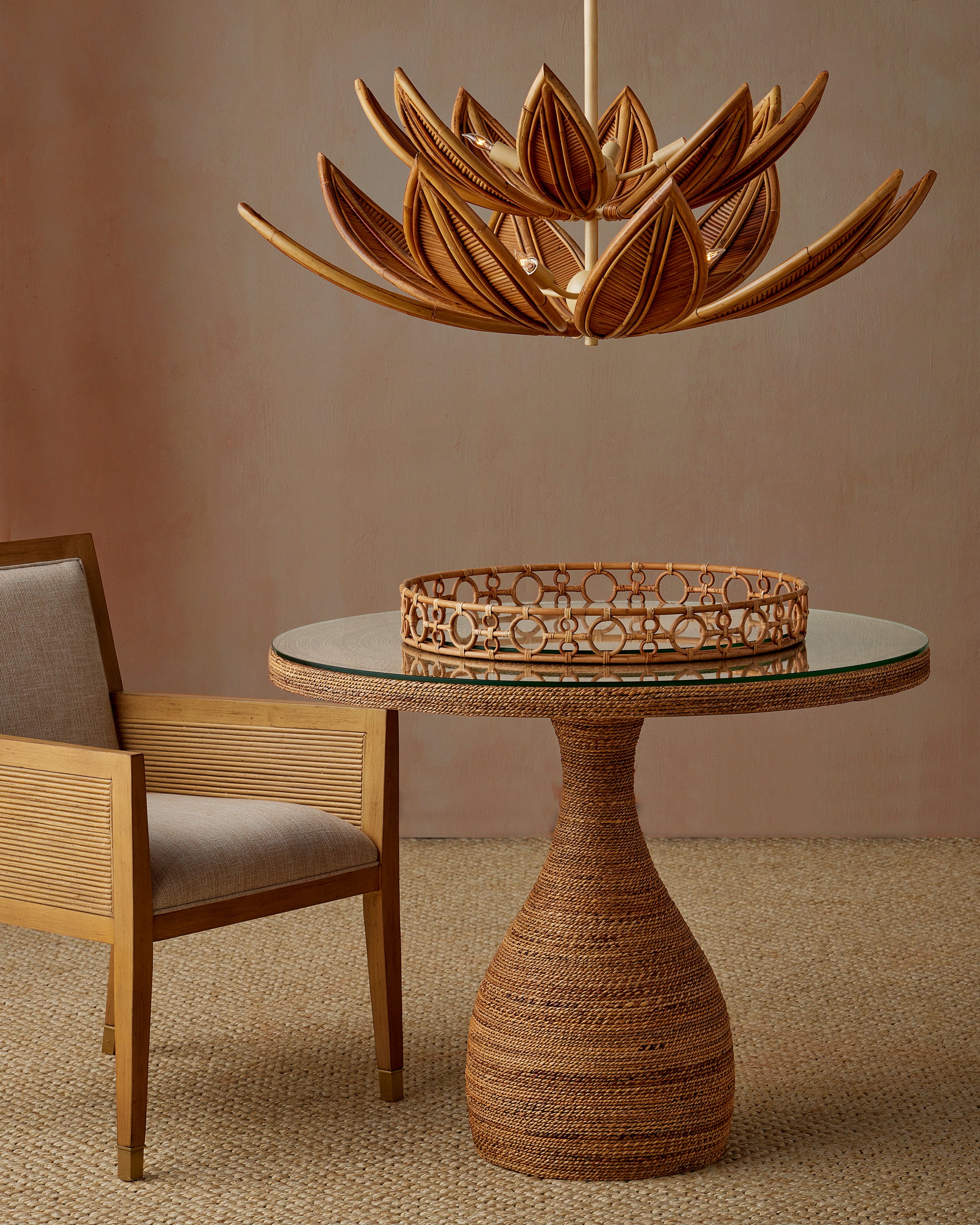 Currey & Company Santos Sea Sand Armchair, Liller Malt