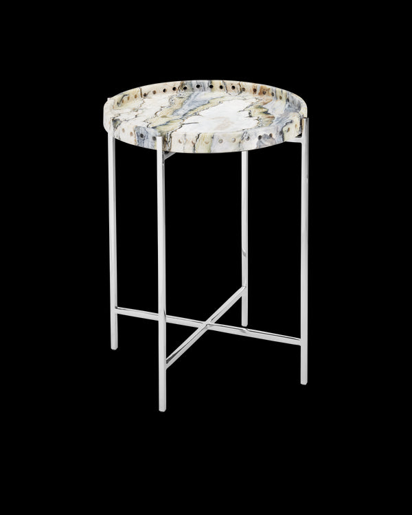 Currey & Company Freya Floral Jade Marble Accent Table