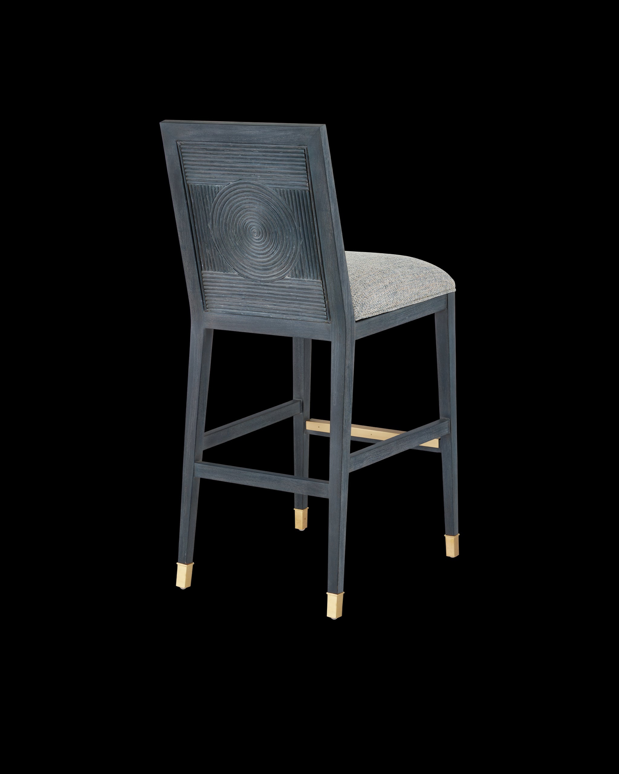 Currey & Company Santos Vintage Navy Bar Stool, Barrett Dusk