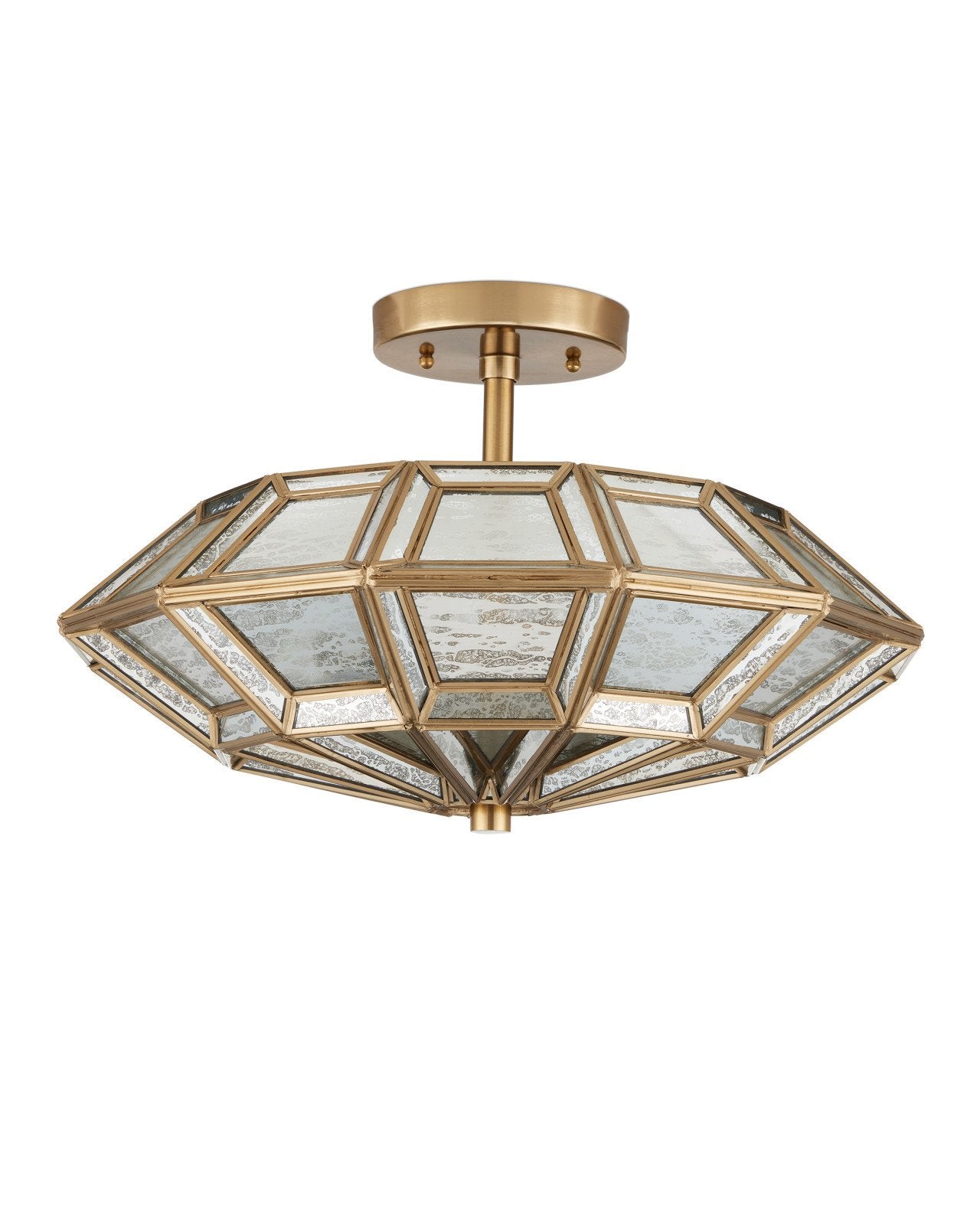 Currey & Company Valentina 20" Brass & Mirror Semi Flush Mount