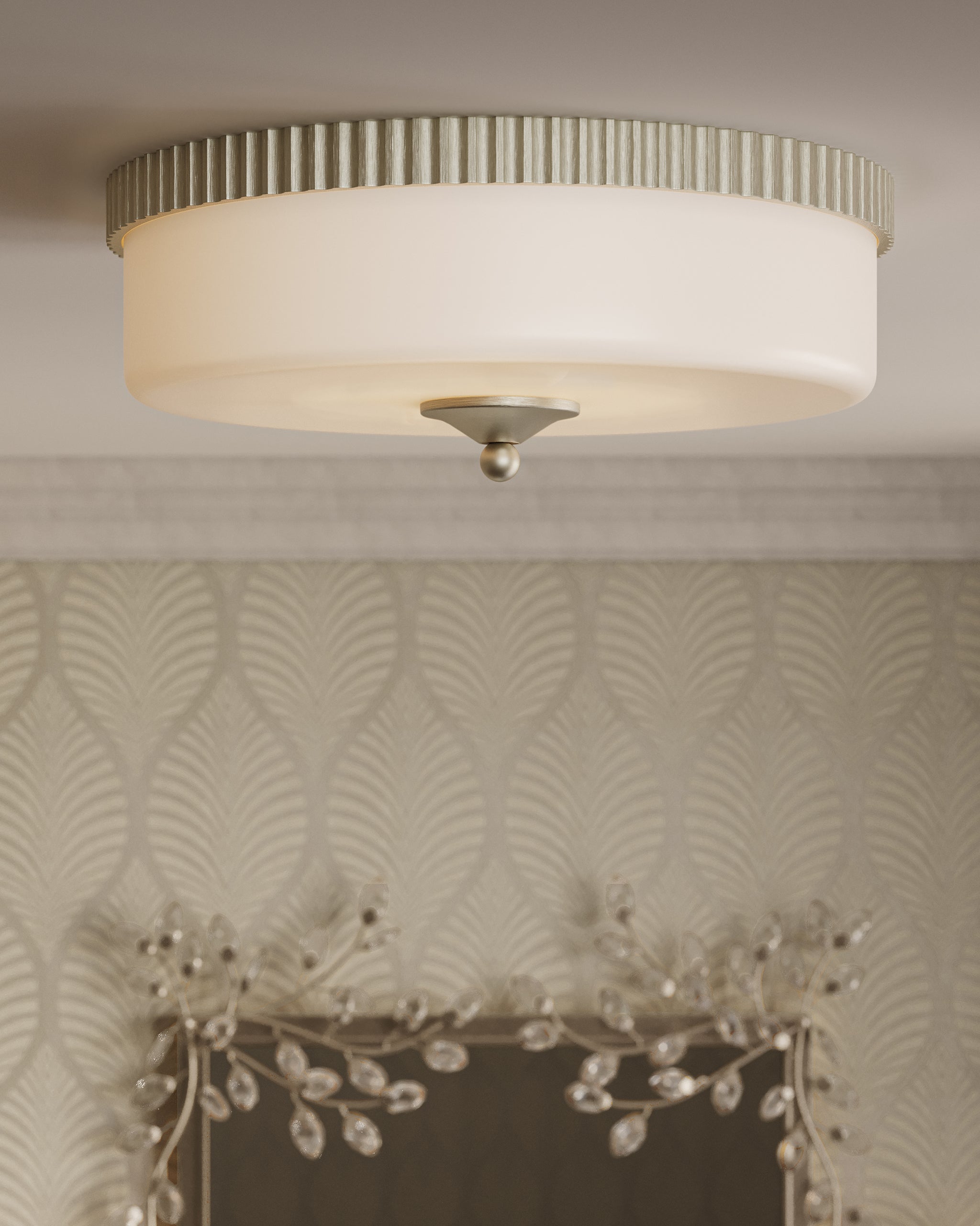 Currey & Company Forget Me Not Silver Rectangular Mirror