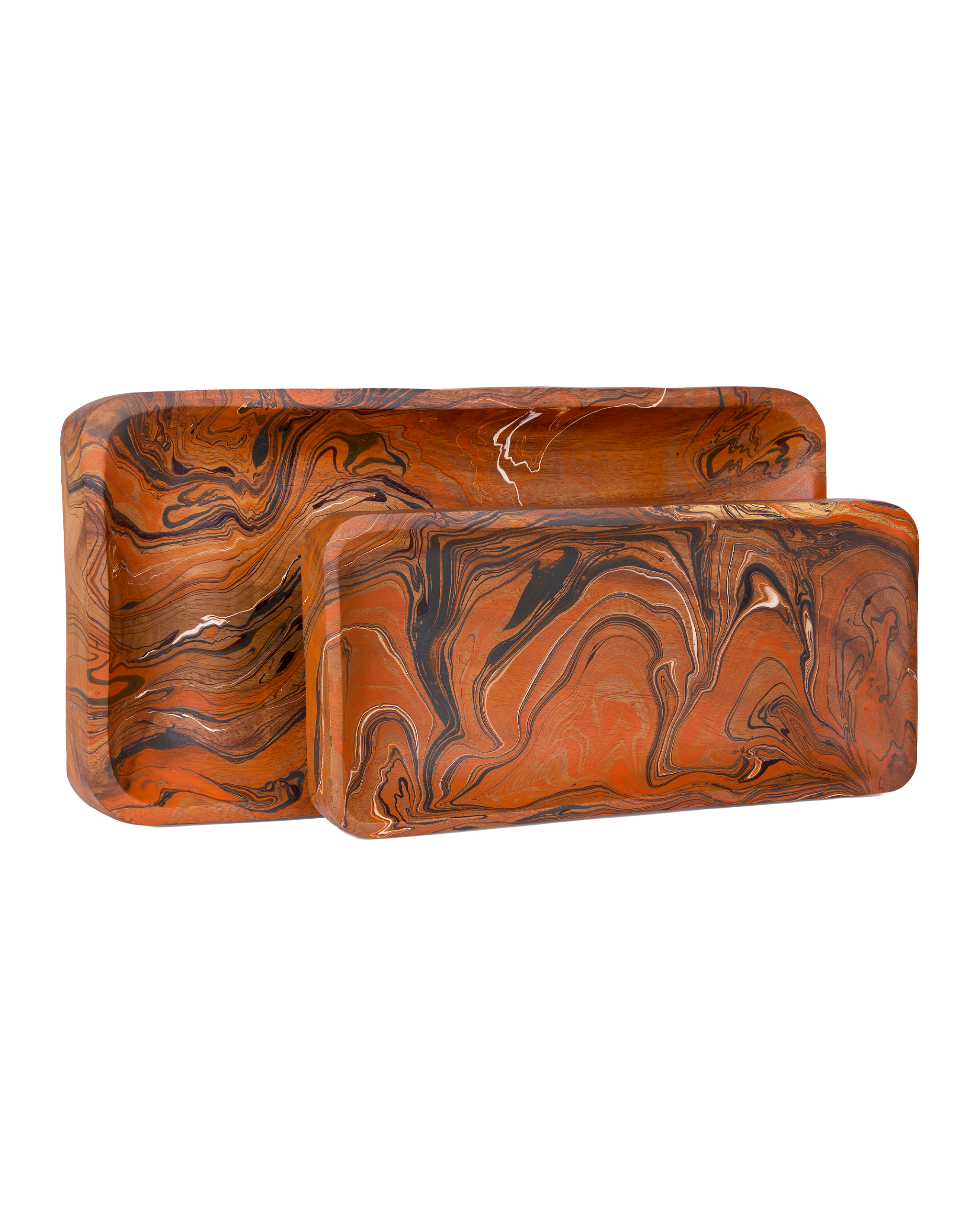 Currey & Company Divine Orange Tray Set Of 2