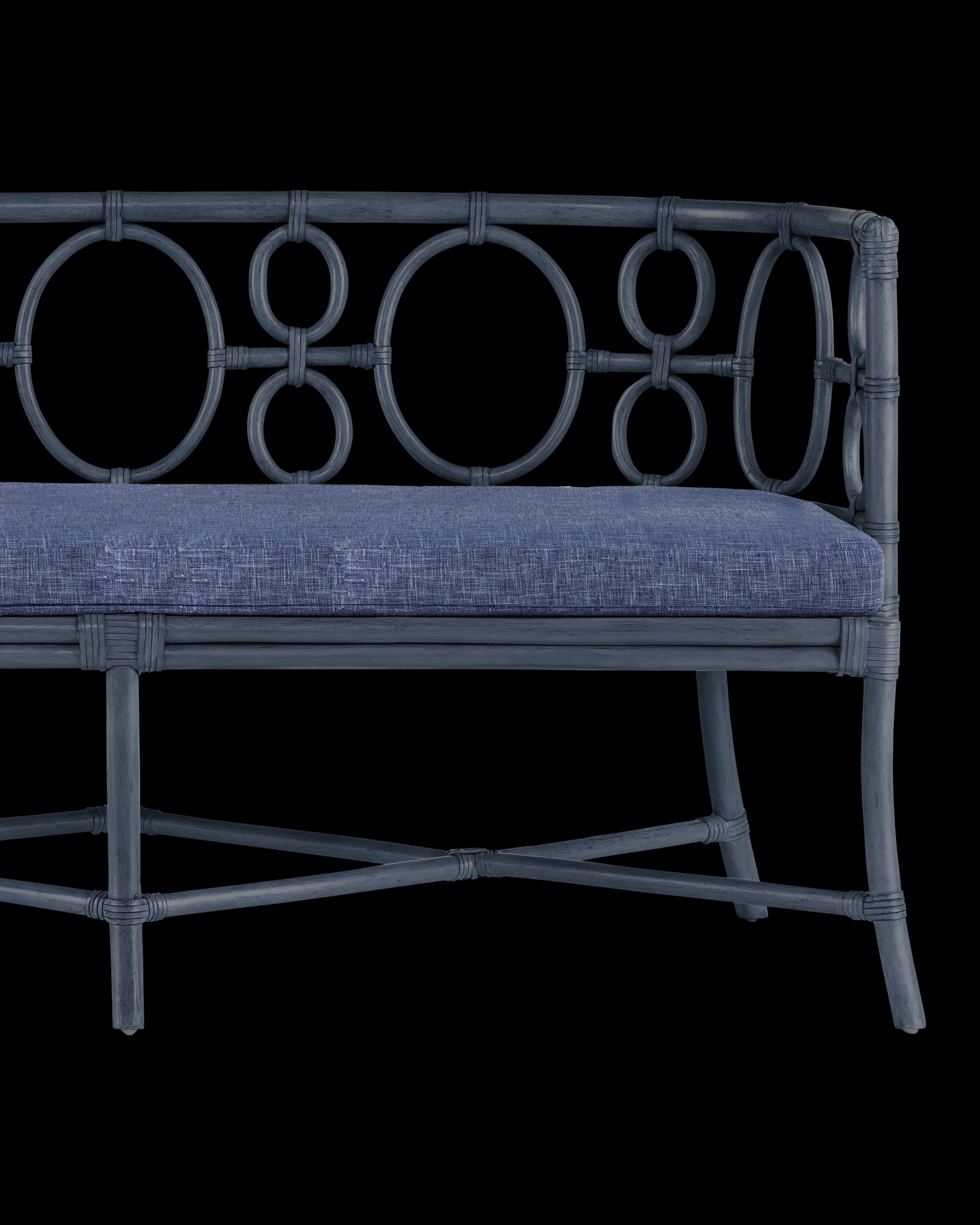 Currey & Company Tegal Navy Bench, Finn Indigo