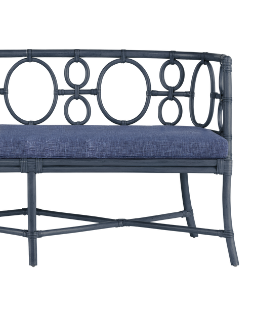 Currey & Company Tegal Navy Bench, Finn Indigo