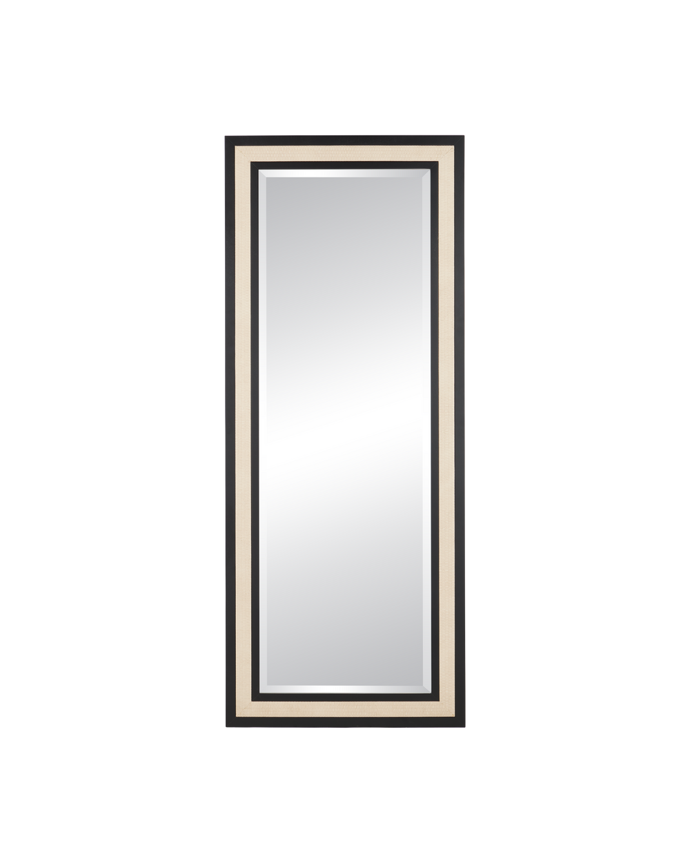 Currey & Company Deanna Ivory Raffia Rectangular Floor Mirror