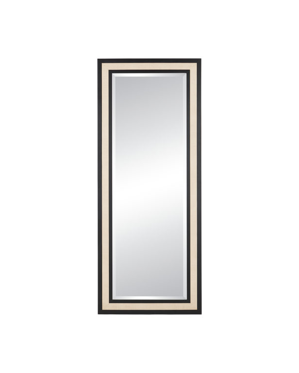 Currey & Company Deanna Ivory Raffia Rectangular Floor Mirror