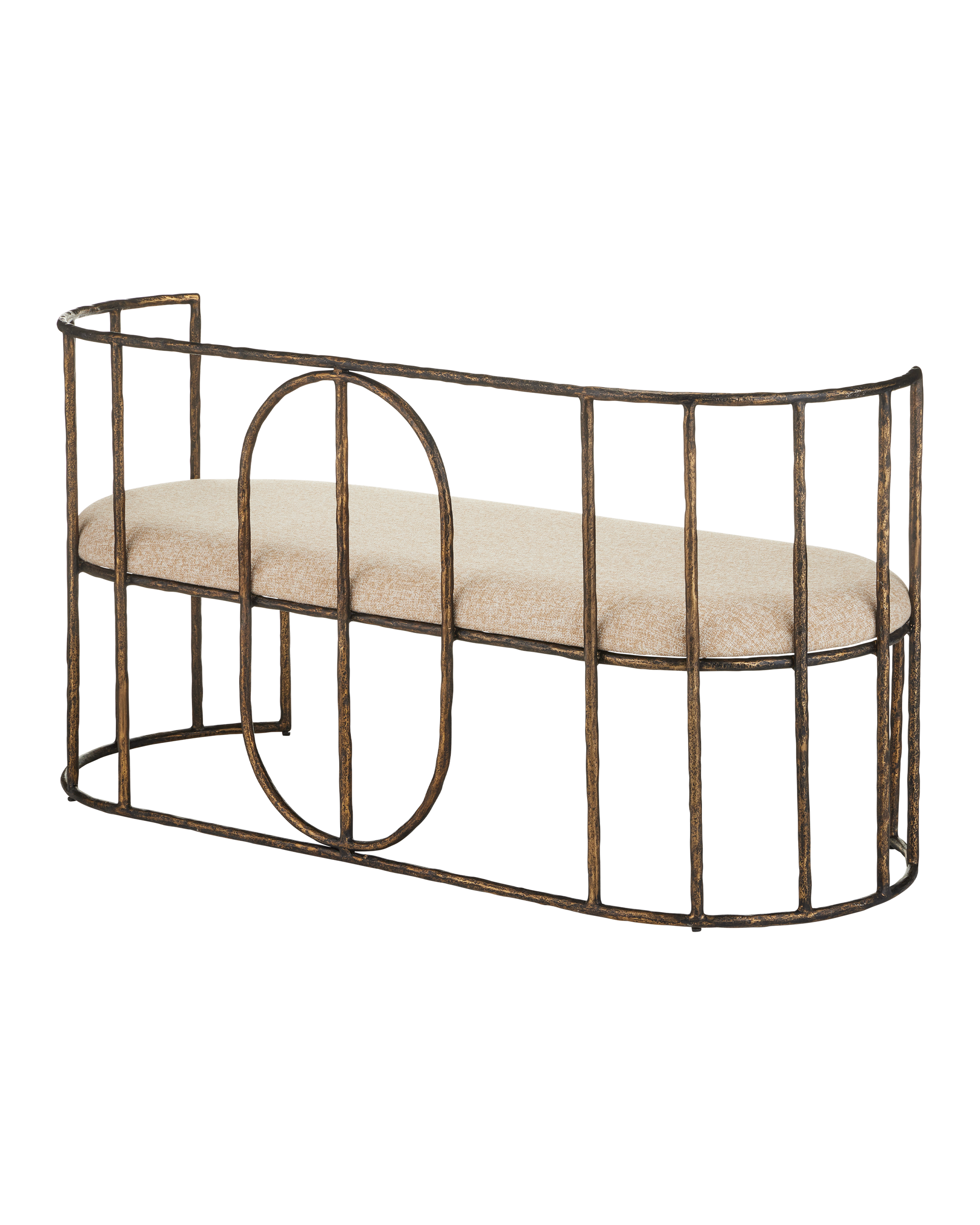 Currey & Company Euclid Bench, Boucle Seashell