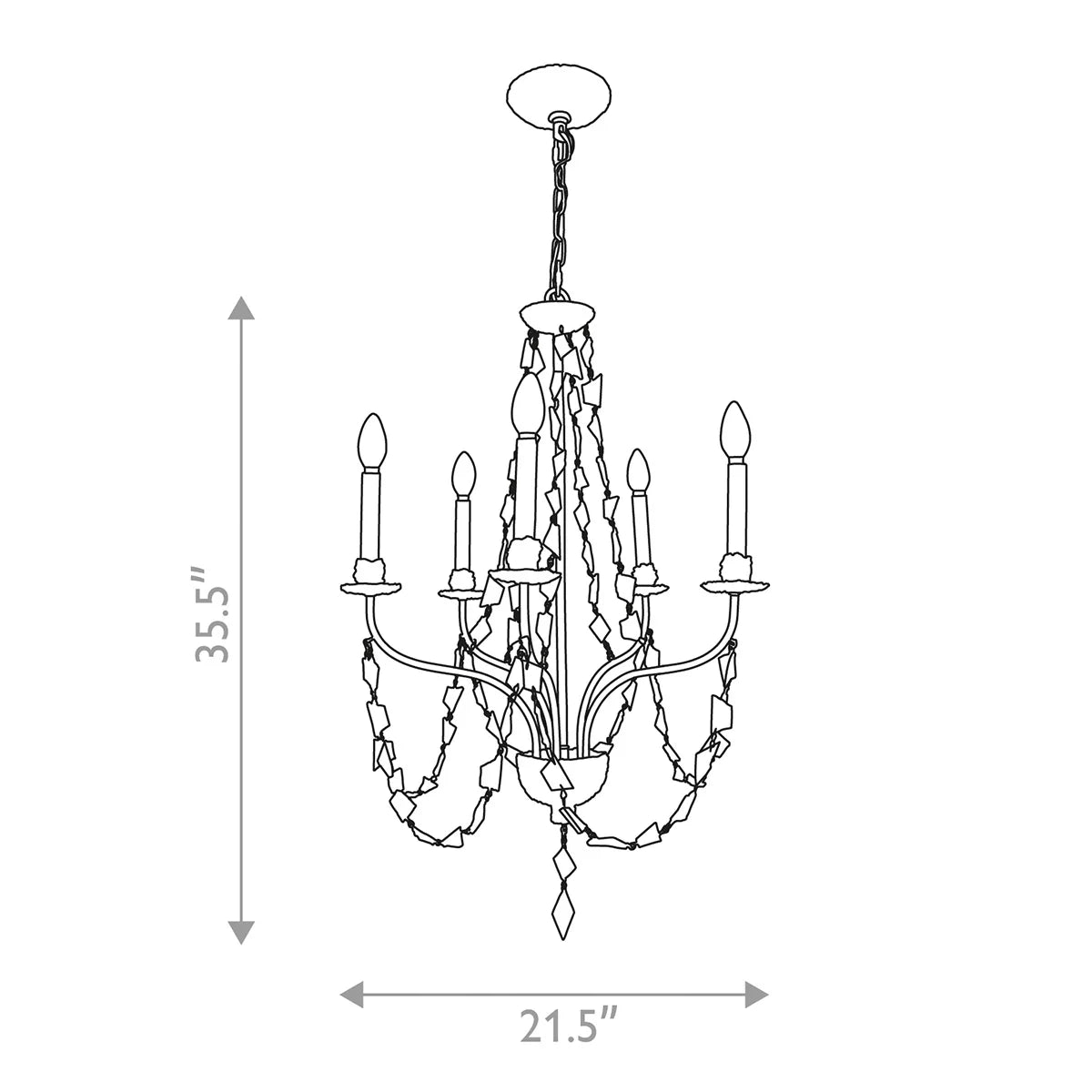 Lucas McKearn Mosaic Chandelier in Antiqued Gold
