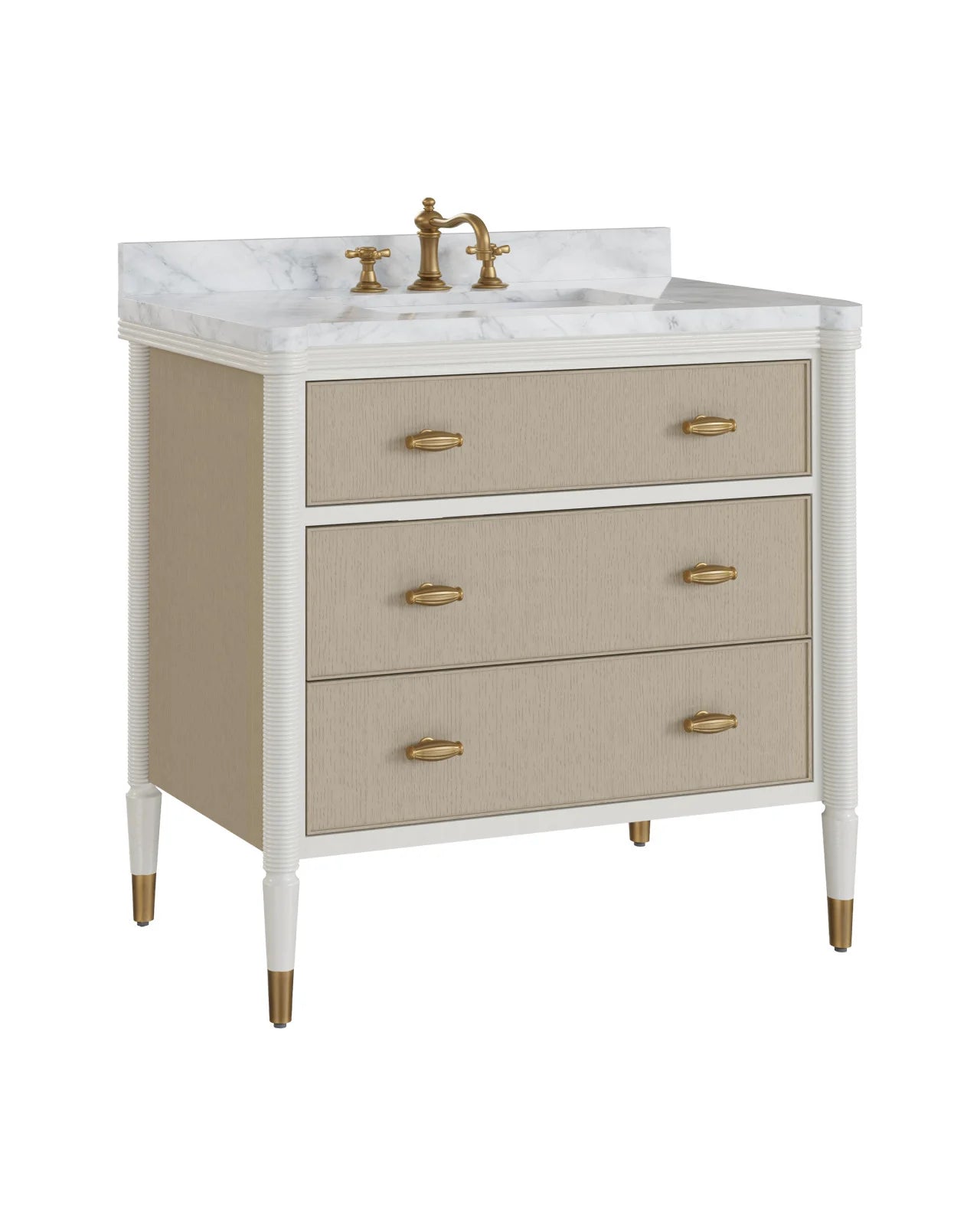 Currey & Company Aster 36" Off White Vanity With Rectangular Undermount Sink