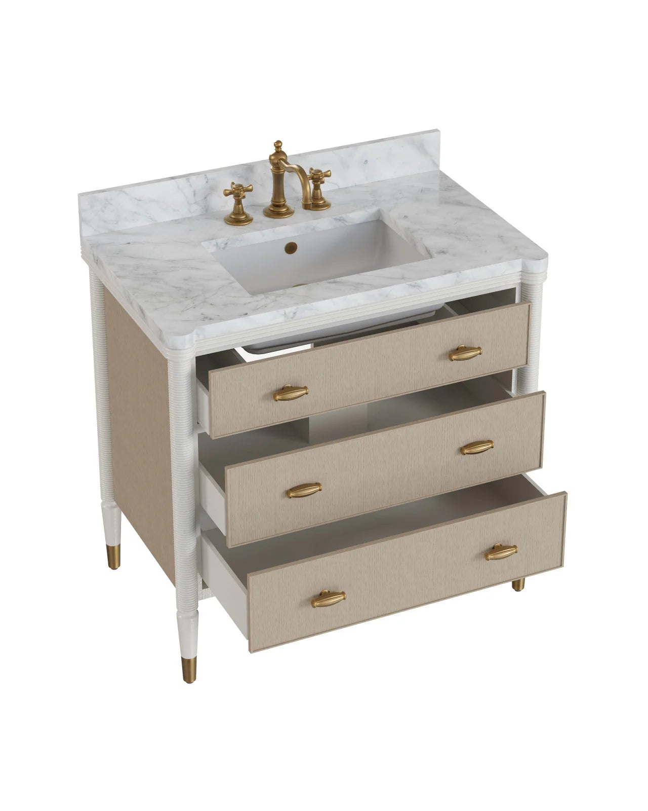 Currey & Company Aster 36" Off White Vanity With Rectangular Undermount Sink
