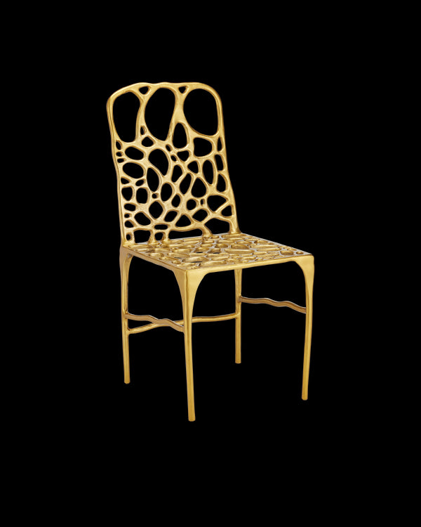 Currey & Company Honeycomb Gold Side Chair