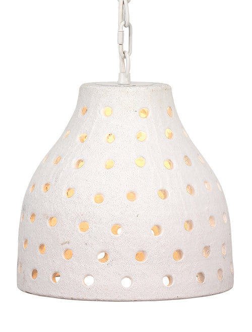 Jamie Young Large Porous Pendant In Textured Matte White Ceramic