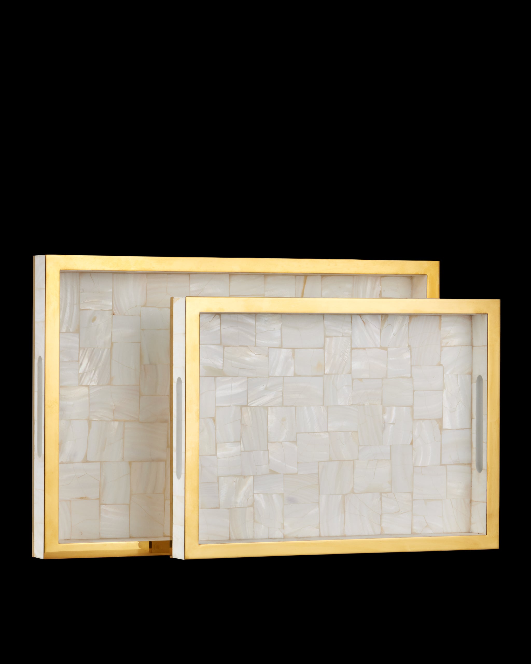 Currey & Company Casey Mother Of Pearl Tray Set Of 2