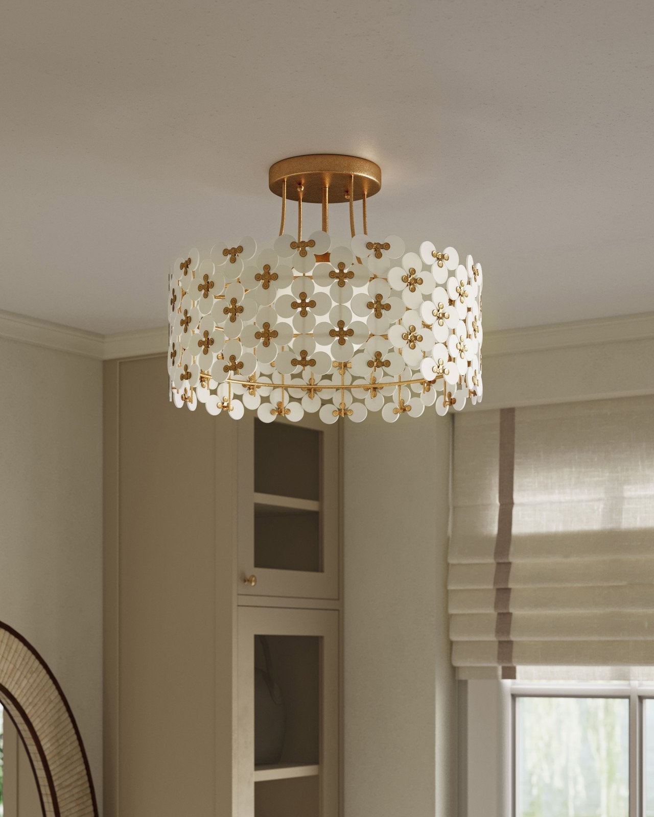 Currey & Company Spring Flower 16" Frosted Glass Semi Flush Mount