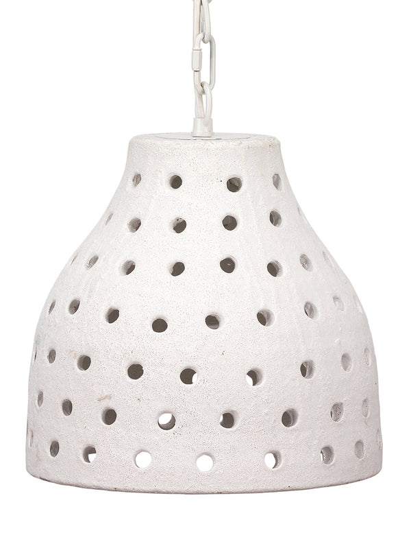 Jamie Young Large Porous Pendant In Textured Matte White Ceramic