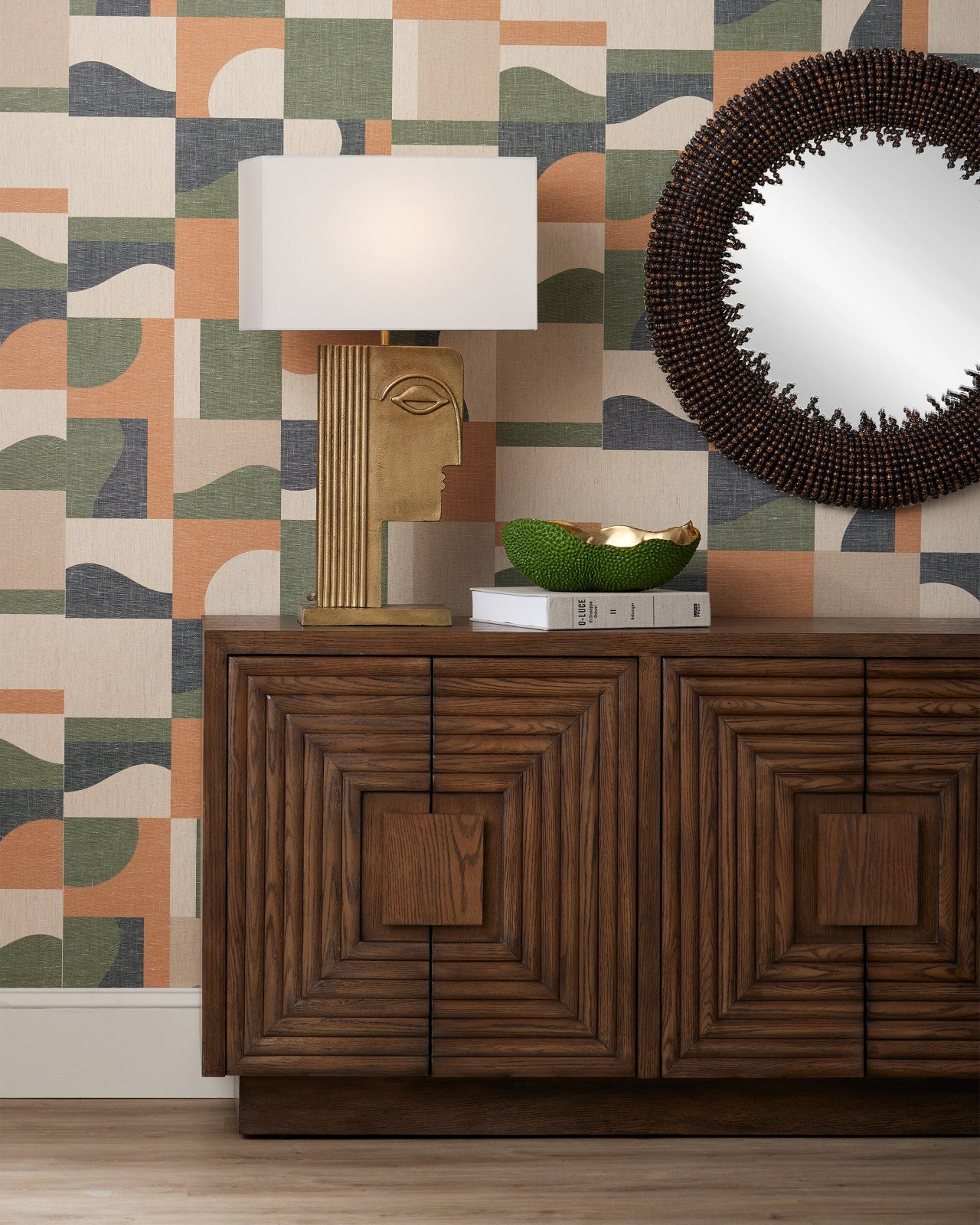 Currey and Company Morombe 84'' Wide Oak Wood Credenza