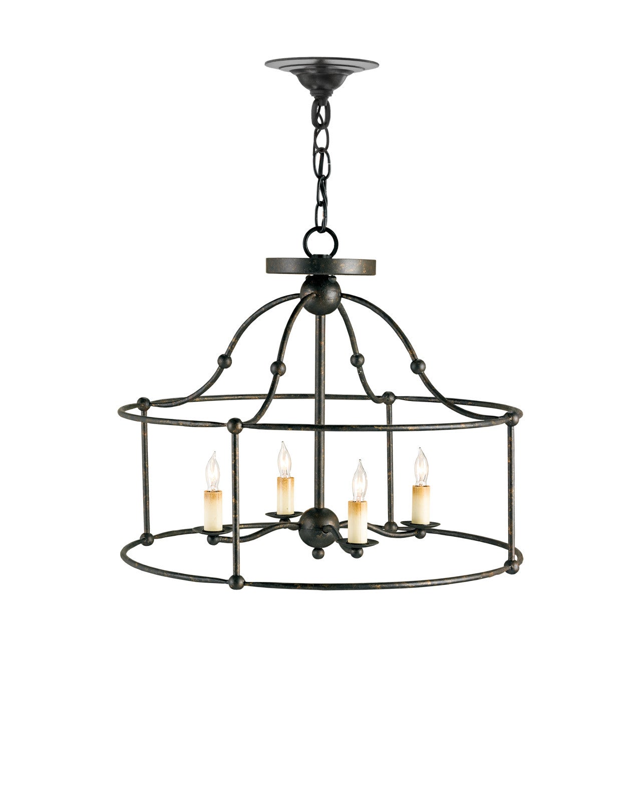 Currey & Company Fitzjames 20" Black 4 Light Semi Flush Mount