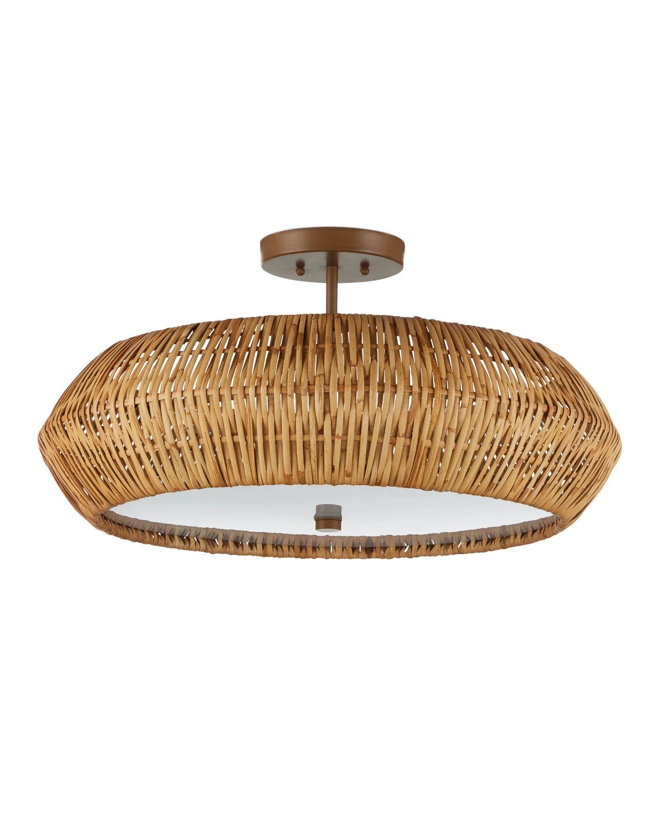 Currey & Company Antibes 25" Natural Rattan Semi Flush Mount