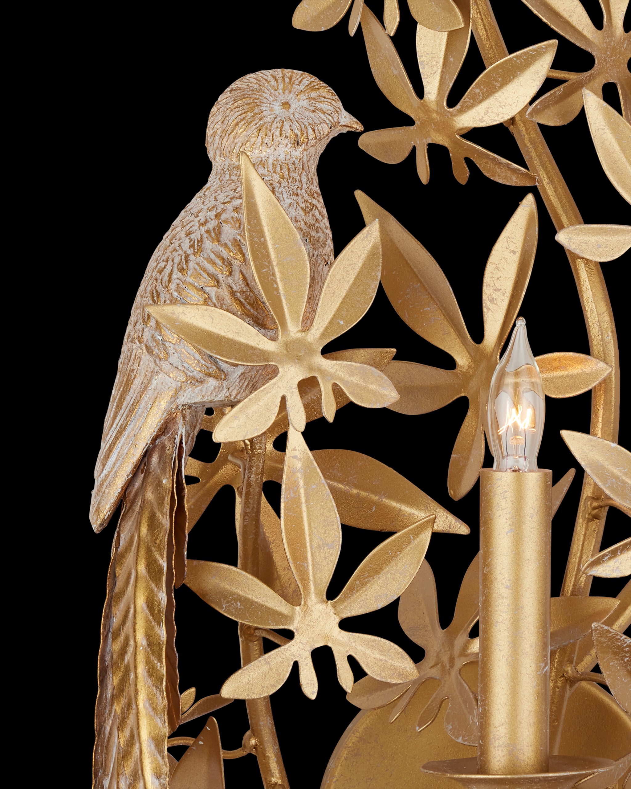 Currey & Company Aviary Gold Wall Sconce, Left