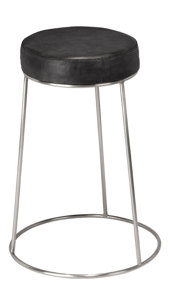 Jamie Young Henry Round Leather Counter Stool