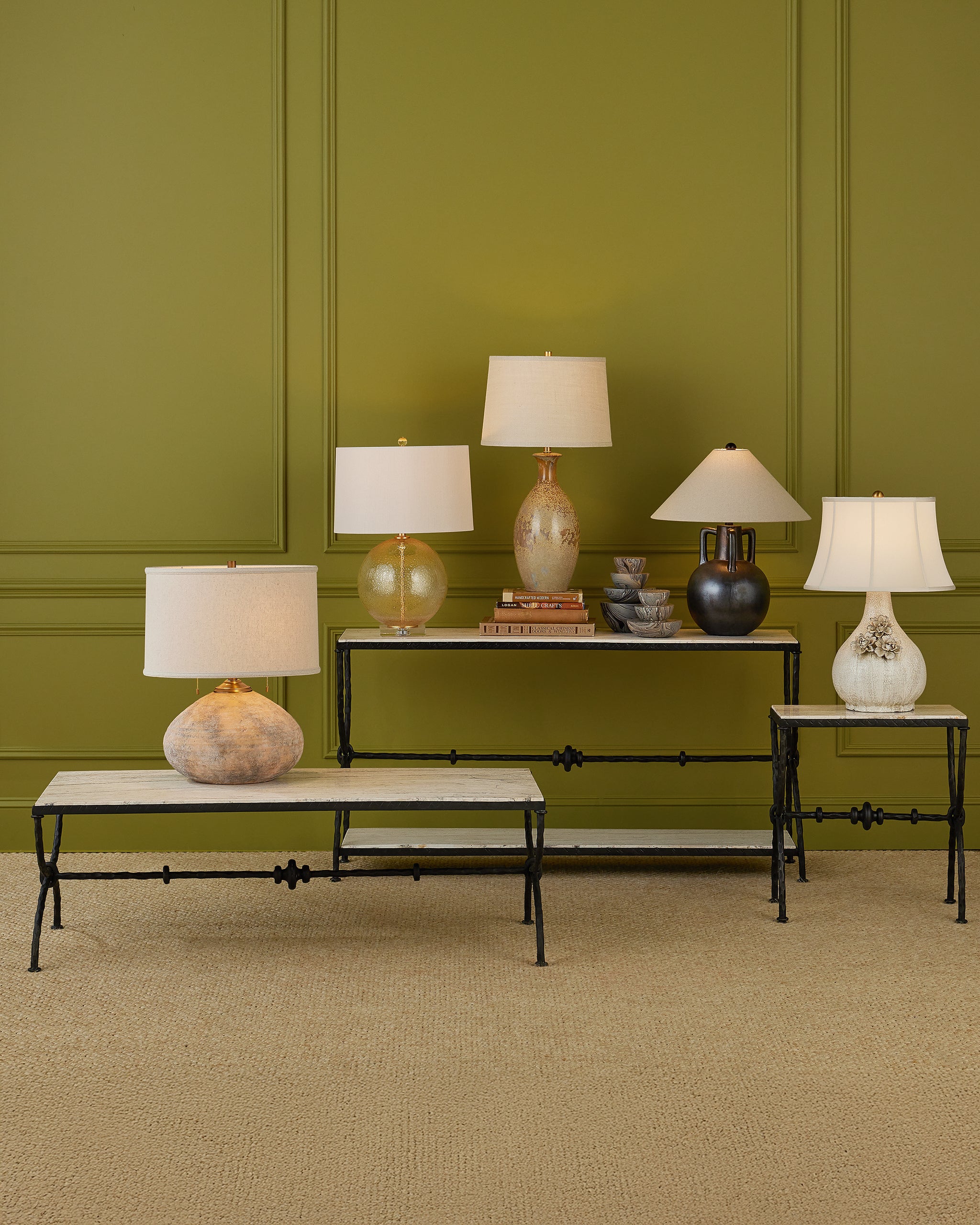 Currey & Company Agora White Travertine Cocktail Table