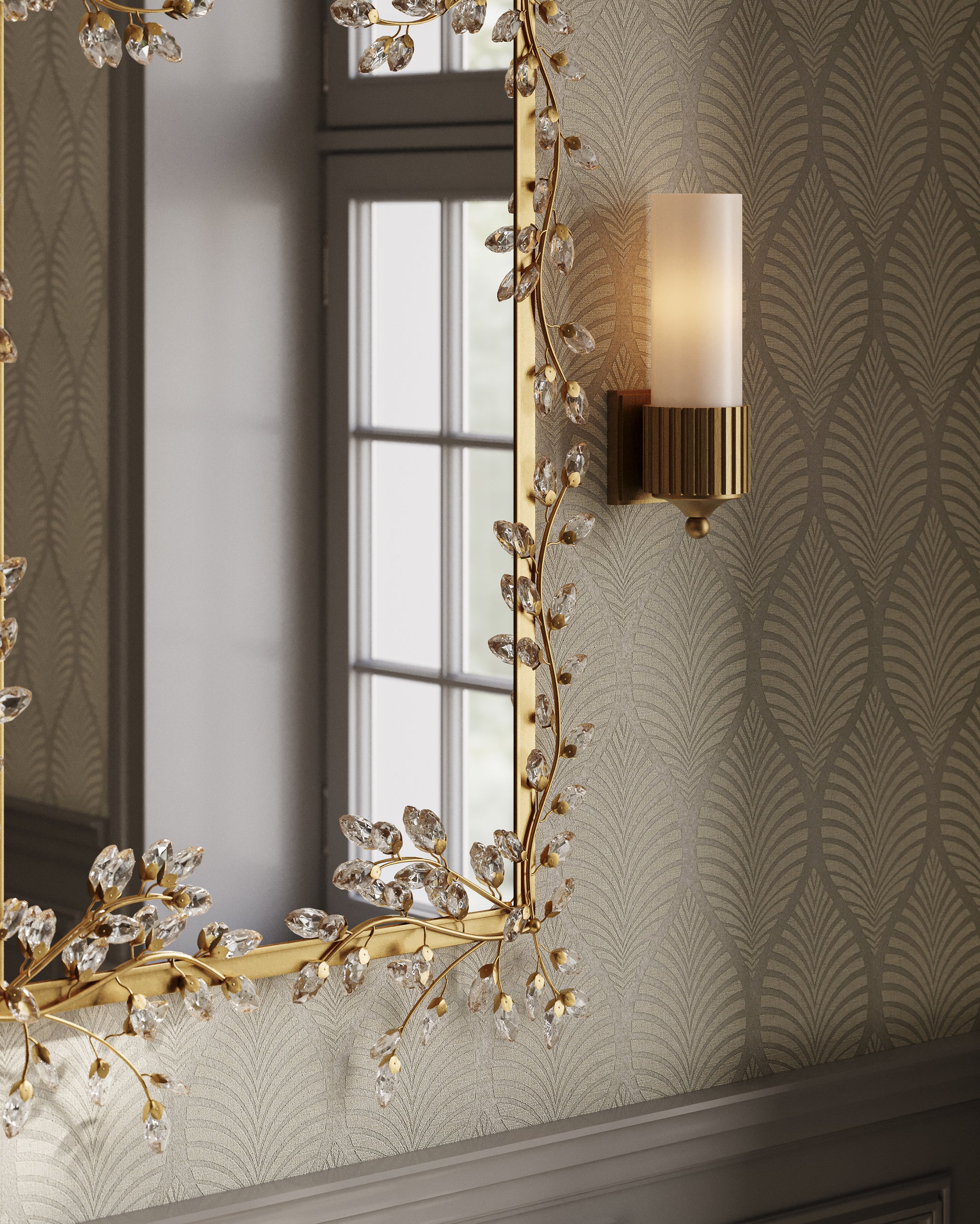 Currey & Company Forget Me Not Gold Rectangular Mirror