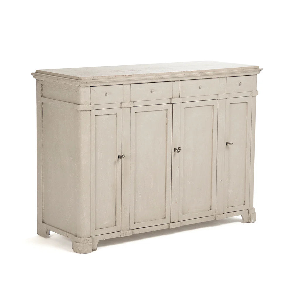 Zentique Danil Cabinet Distressed Top, Antique Beige Base