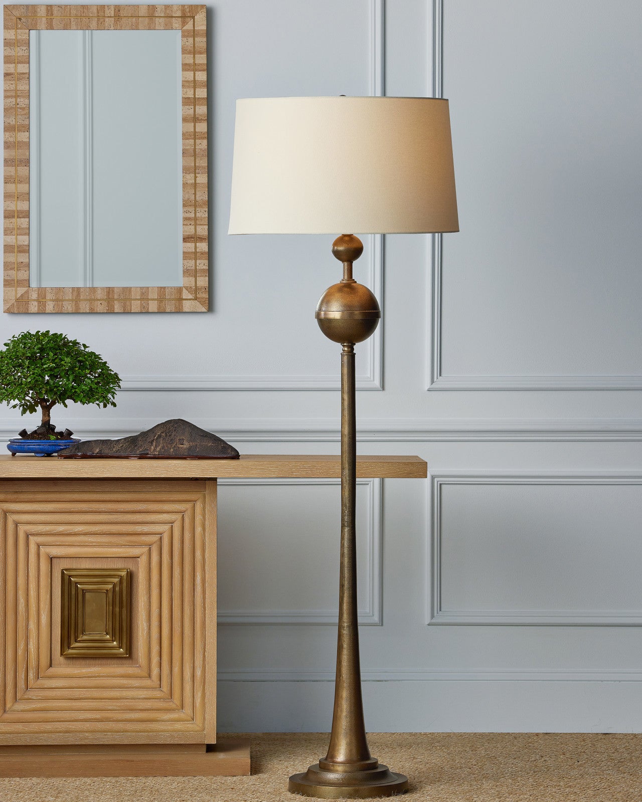 Currey & Company Boullee Antique Brass Cast Aluminum Floor Lamp