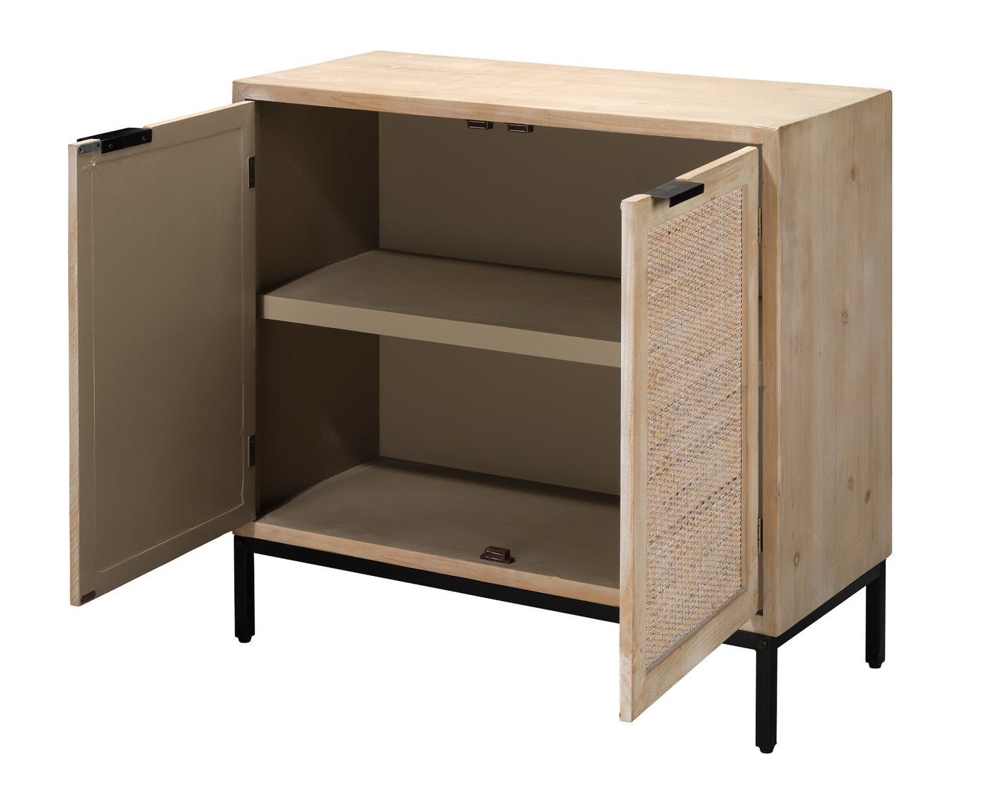 Reed 2 Door Accent Cabinet In Washed Wood & Black Metal Lifestyle by JY