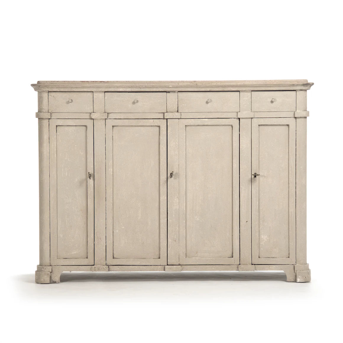 Zentique Danil Cabinet Distressed Top, Antique Beige Base
