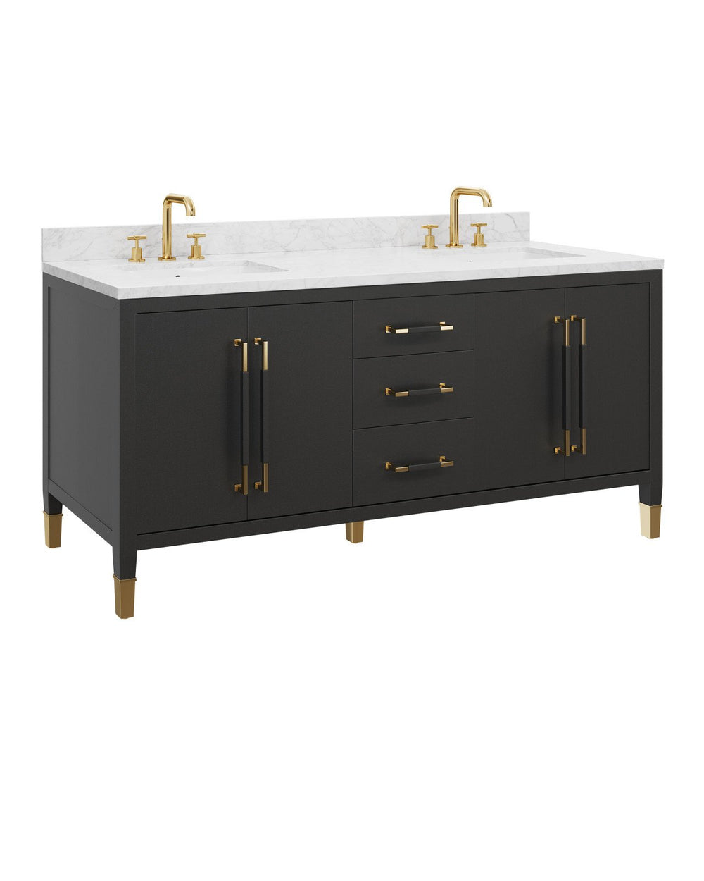 Currey & Company Verona 72" Black Linen Vanity With Double Undermount Sinks