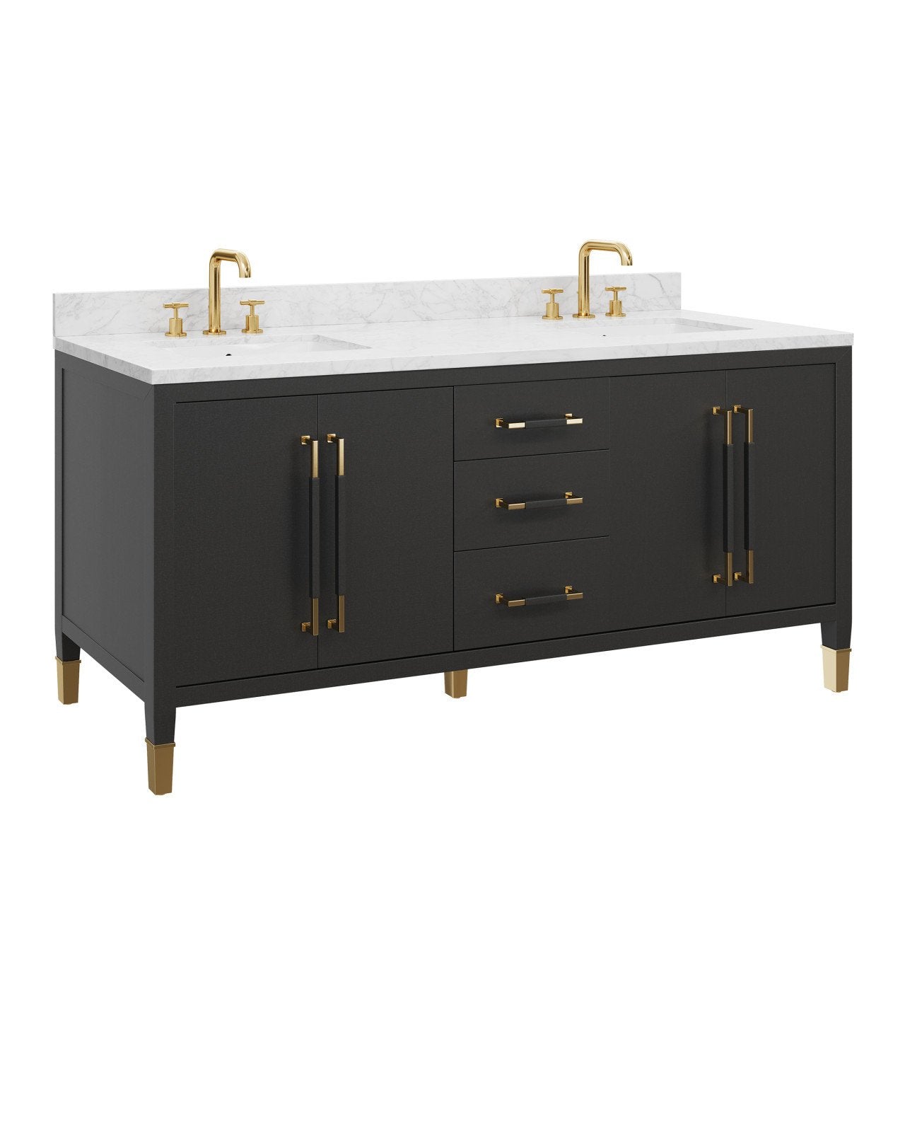 Currey & Company Verona 72" Black Linen Vanity With Double Undermount Sinks