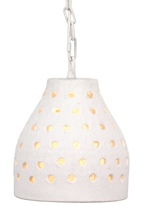 Jamie Young Medium Porous Pendant In Textured Matte White Ceramic