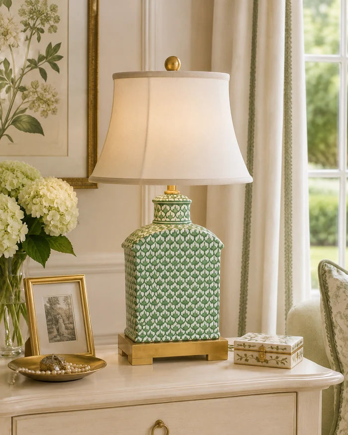 Green and White Fish Scale Lamp
