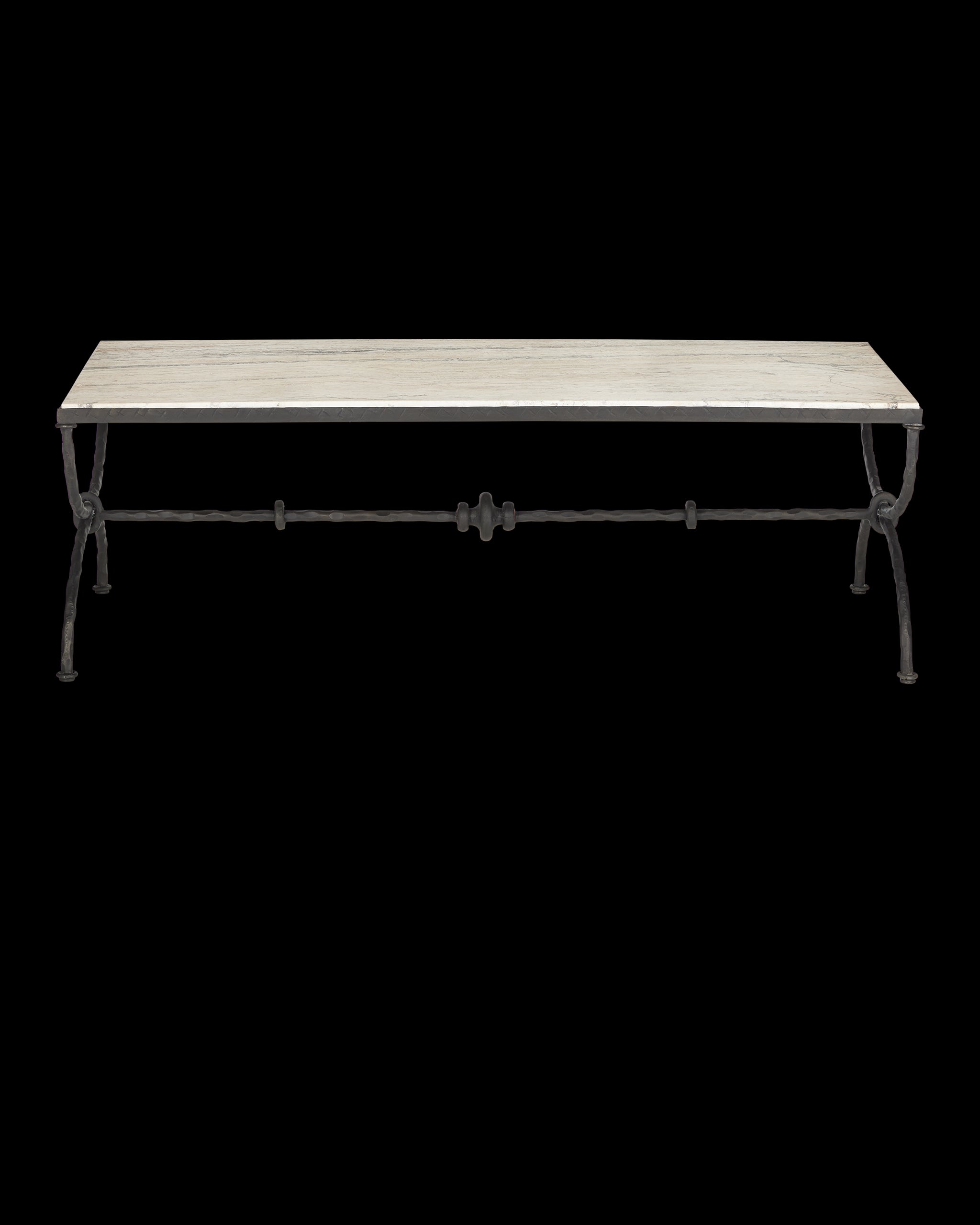 Currey & Company Agora White Travertine Cocktail Table