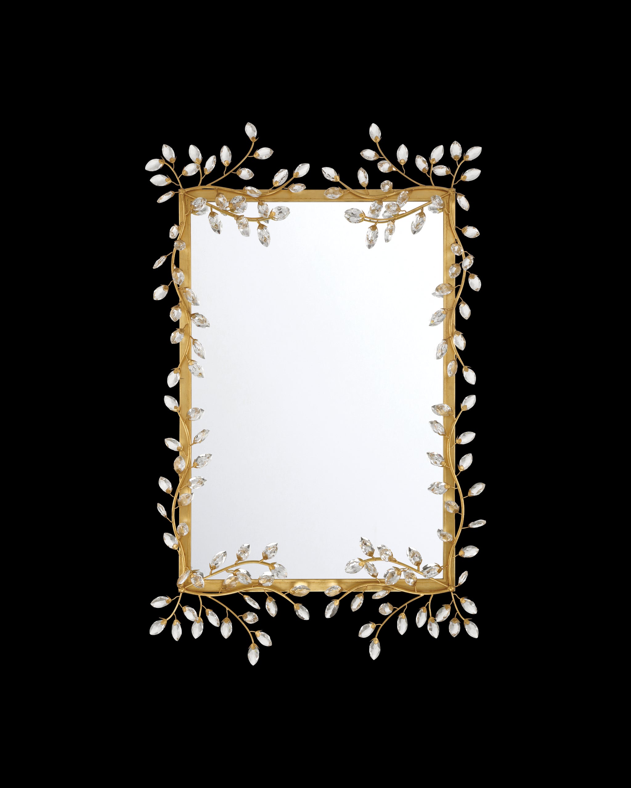 Currey & Company Forget Me Not Gold Rectangular Mirror