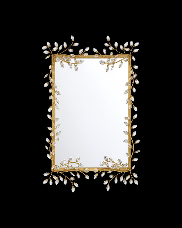 Currey & Company Forget Me Not Gold Rectangular Mirror