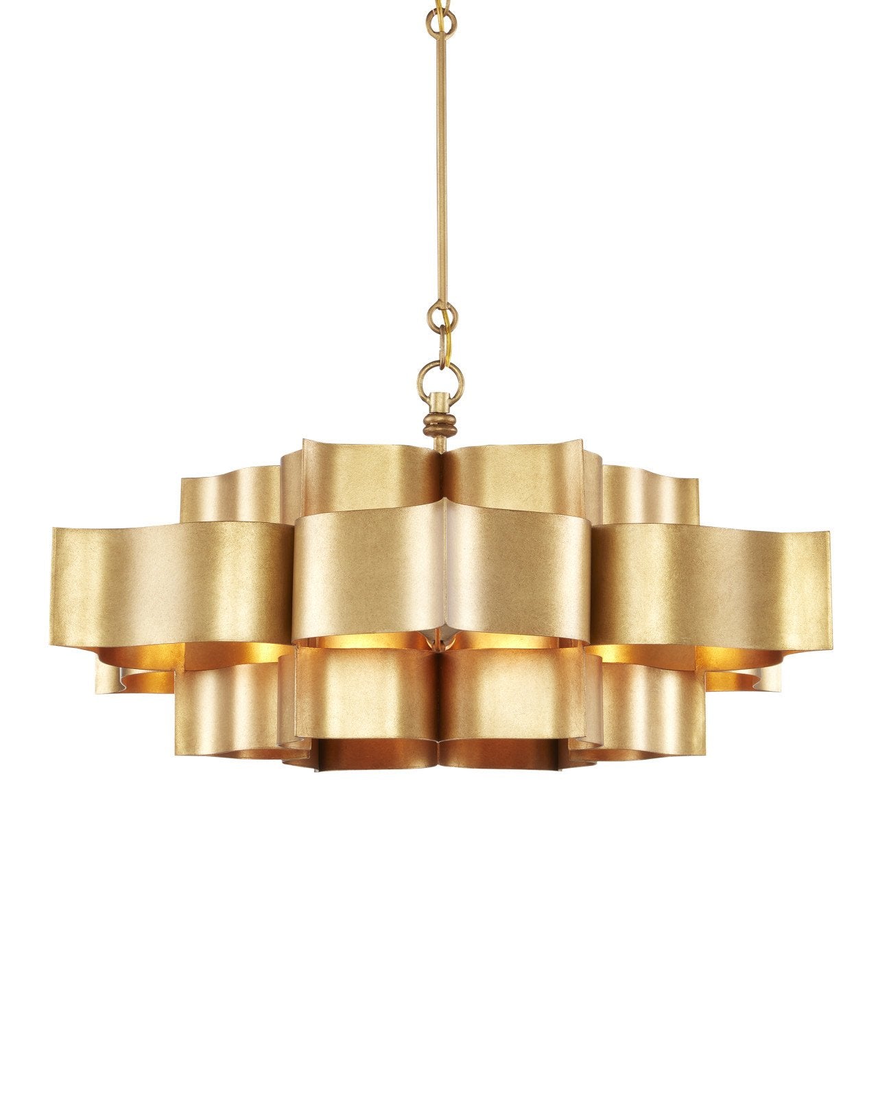 Currey & Company Grand Lotus 30" Gold 6 Light Convertible Chandelier