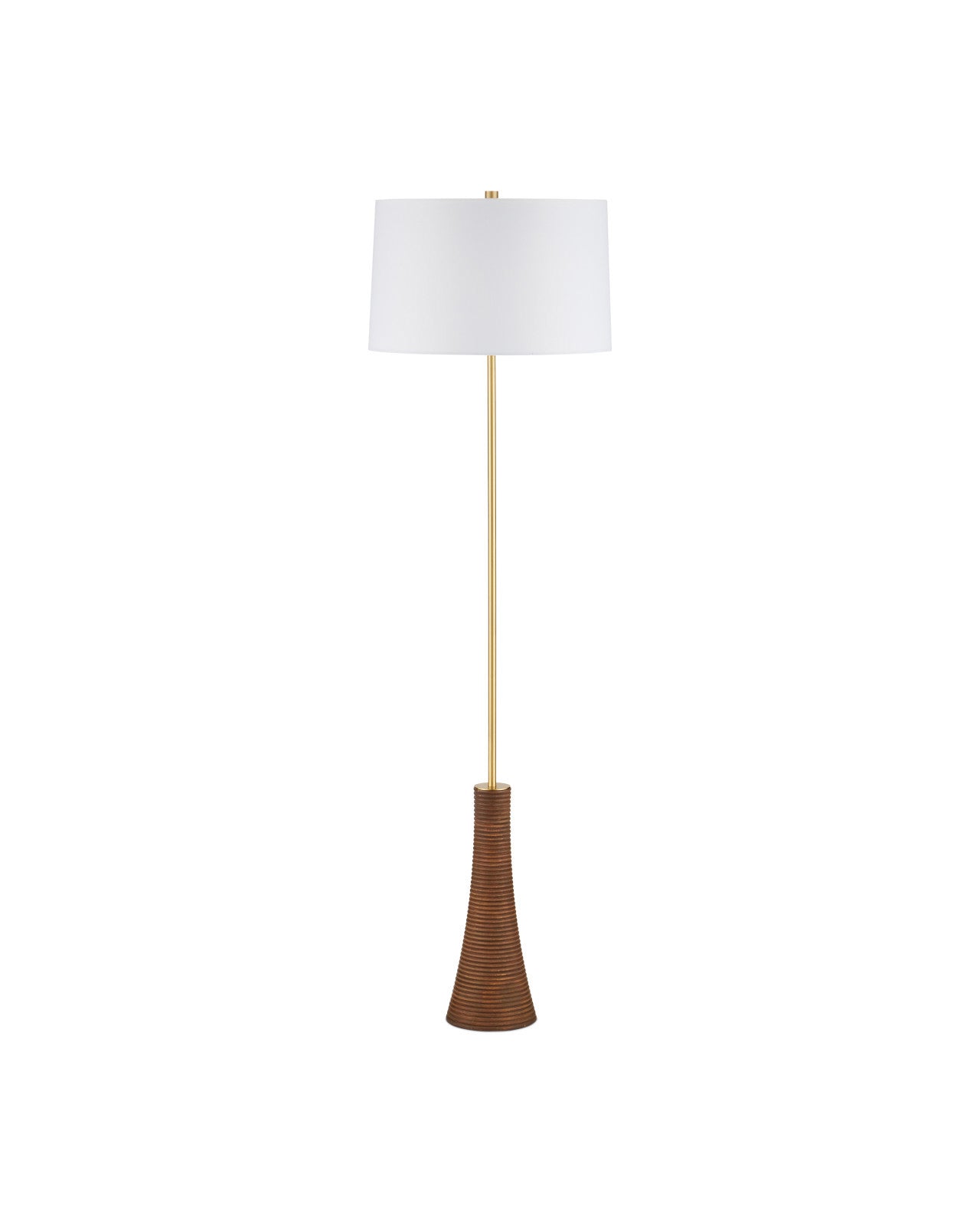 Currey & Company Lathe Natural Wood Floor Lamp