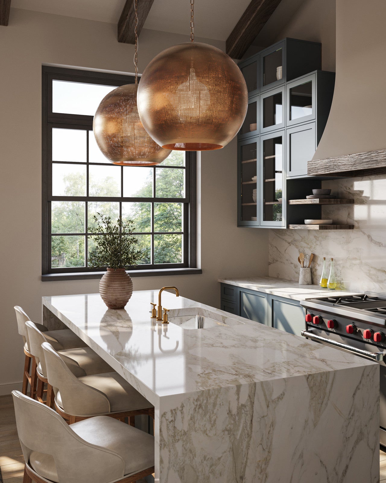 Currey & Company Buckram 24" 1 Light Orb Pendant