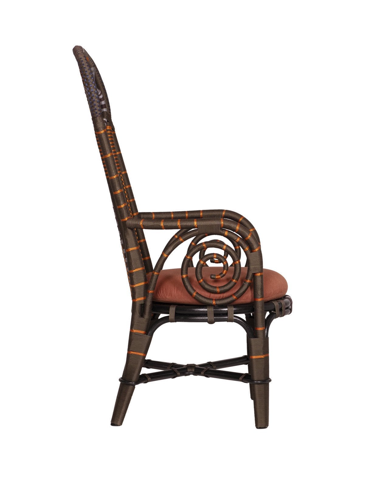 Currey And Company Benin 24" Wide Brown And Orange Rope Throne Armchair