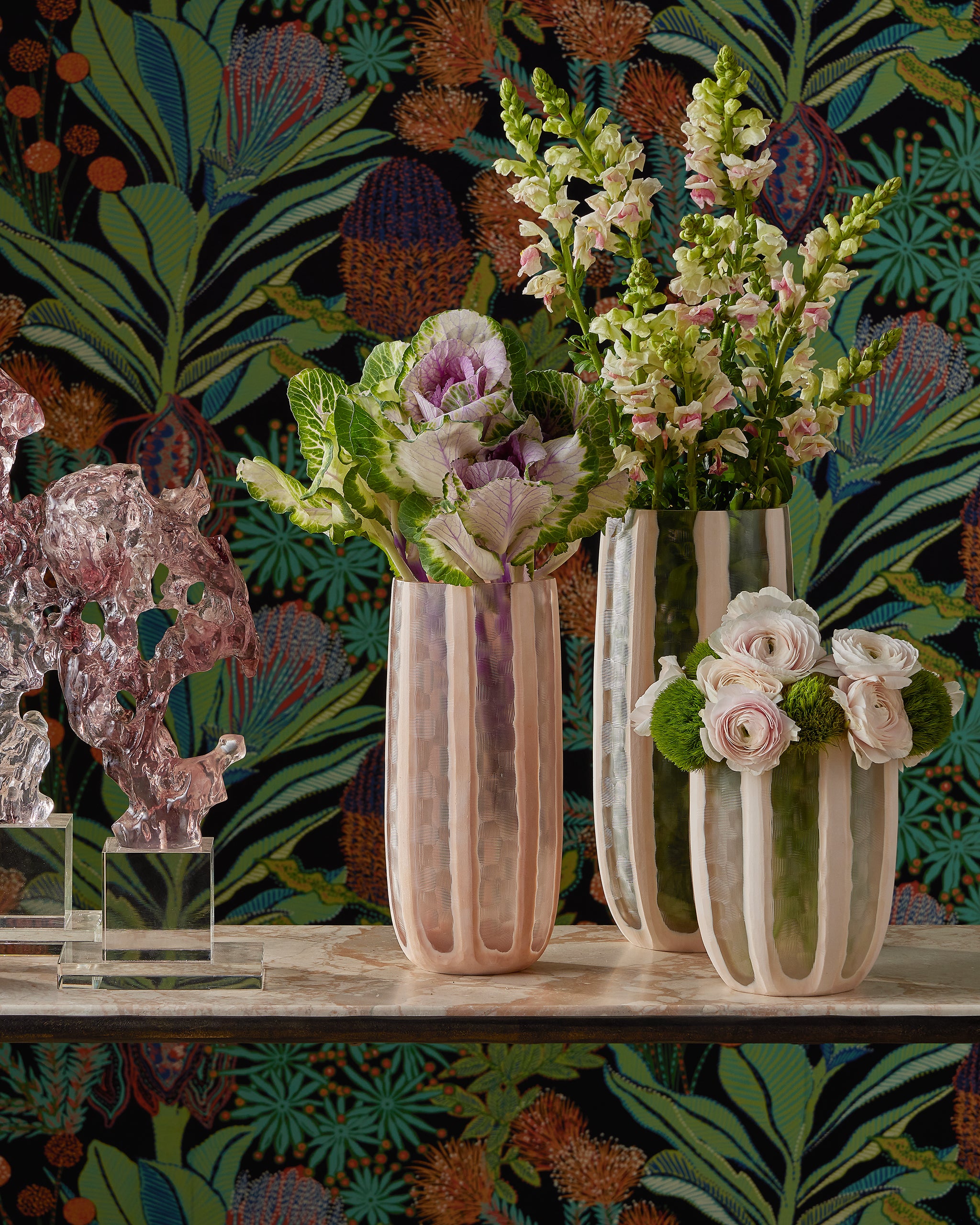 Currey & Company Merletto Glass Vase Set Of 3