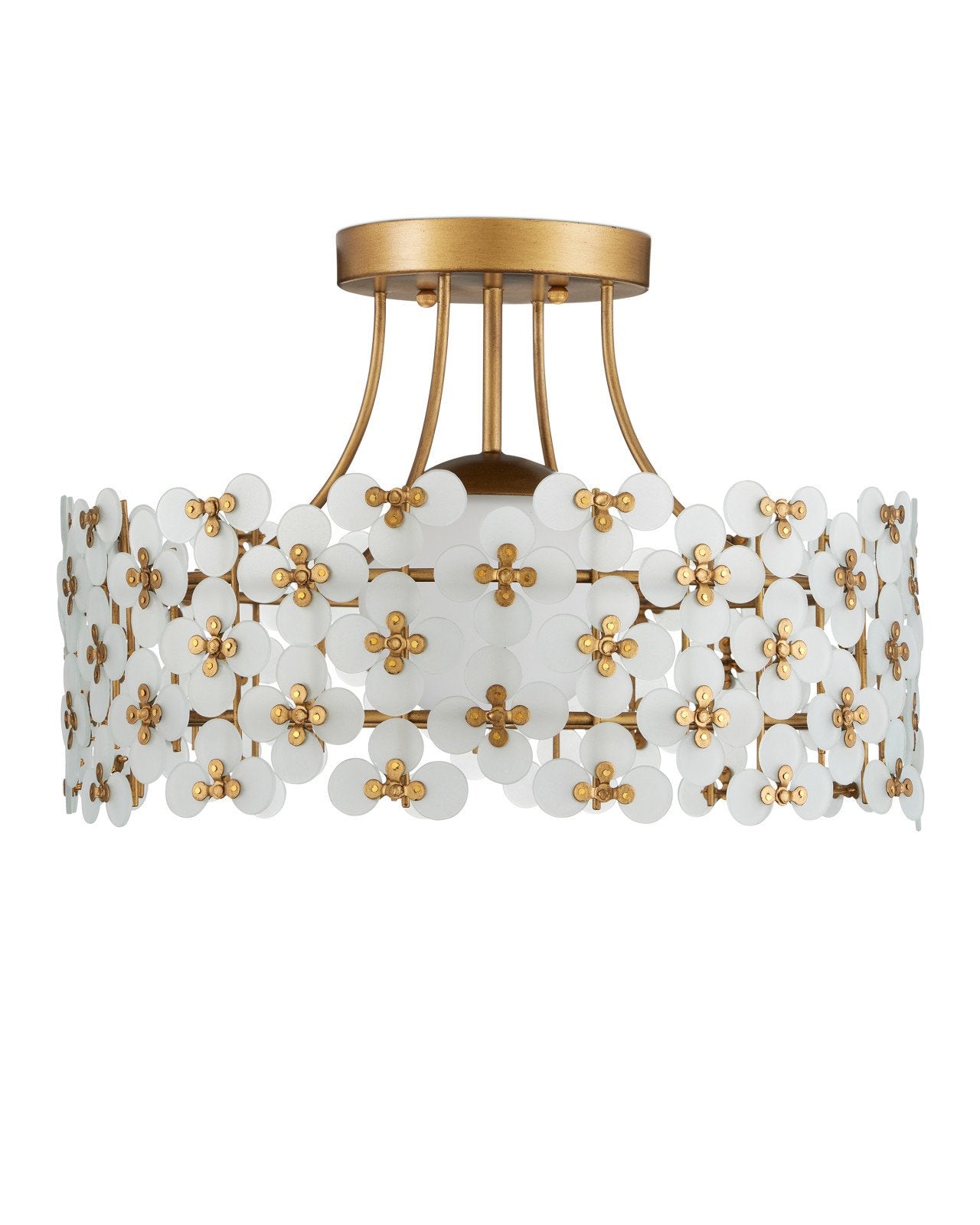 Currey & Company Spring Flower 16" Frosted Glass Semi Flush Mount
