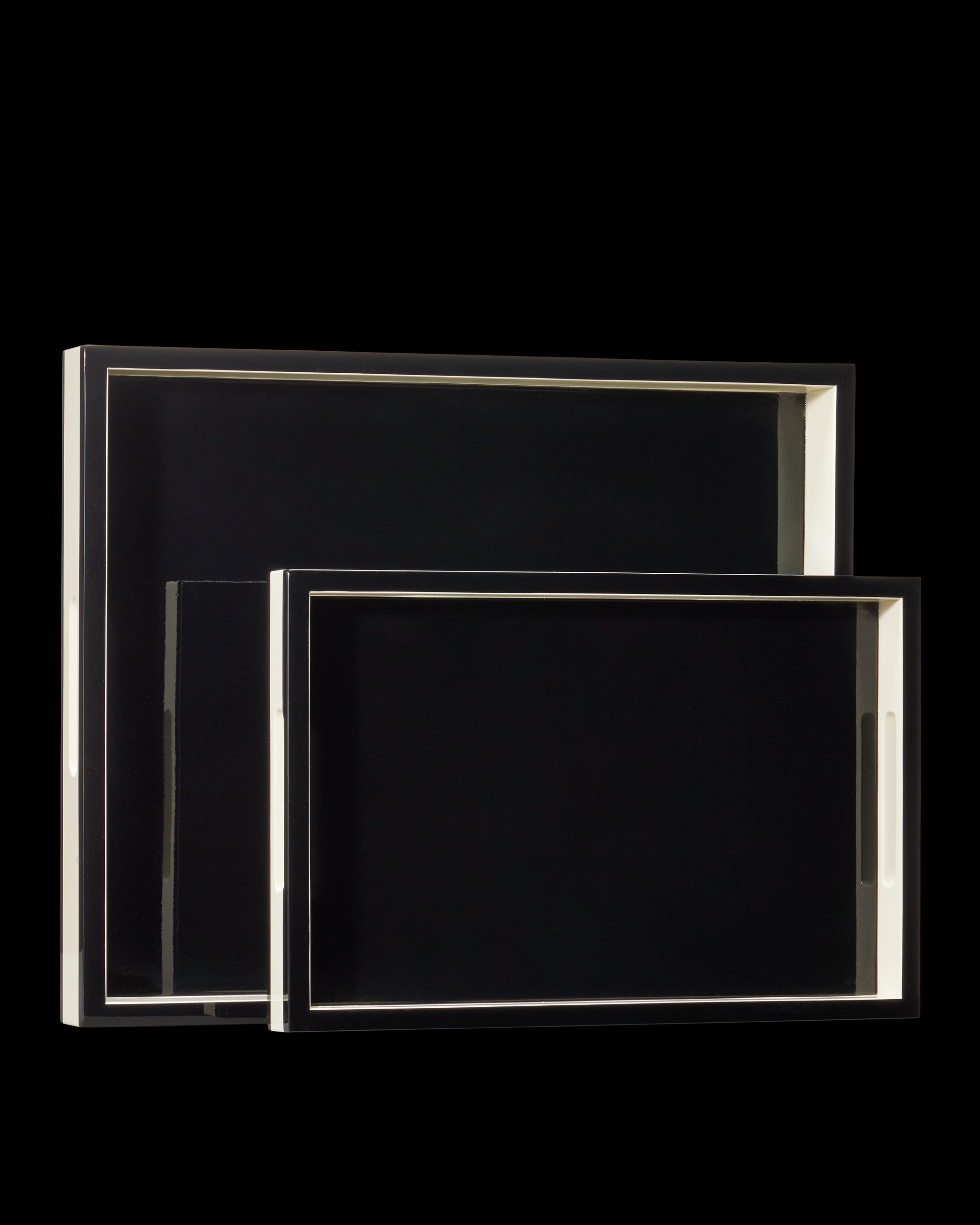 Currey & Company Ivory Lacquer Tray Set Of 2