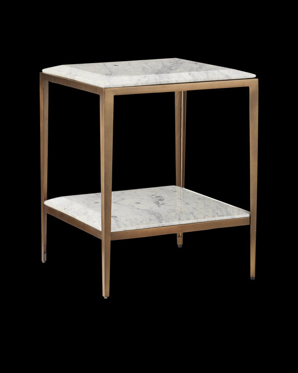 Currey & Company Oblique Marble Side Table