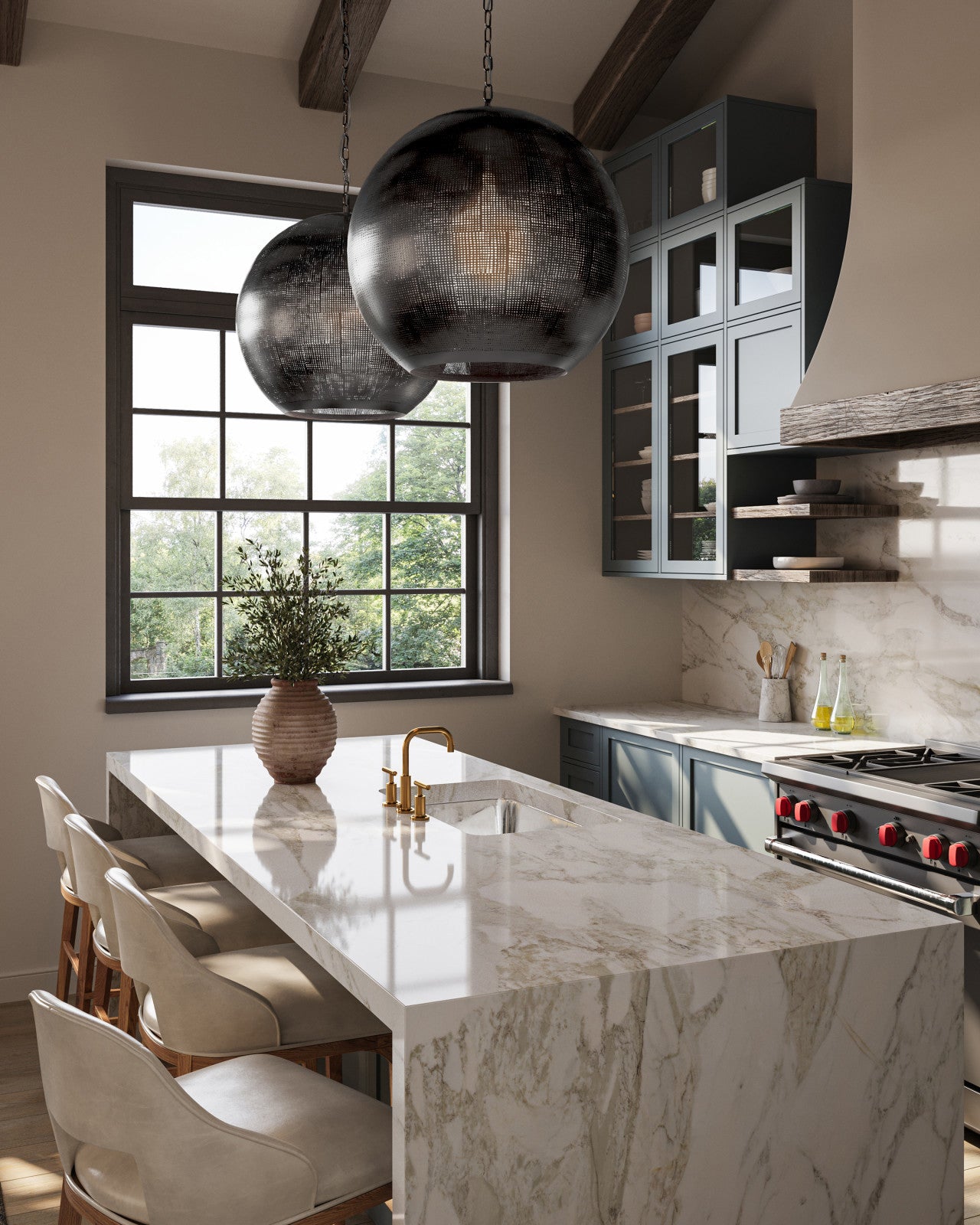 Currey & Company Buckram 24" 1 Light Orb Pendant