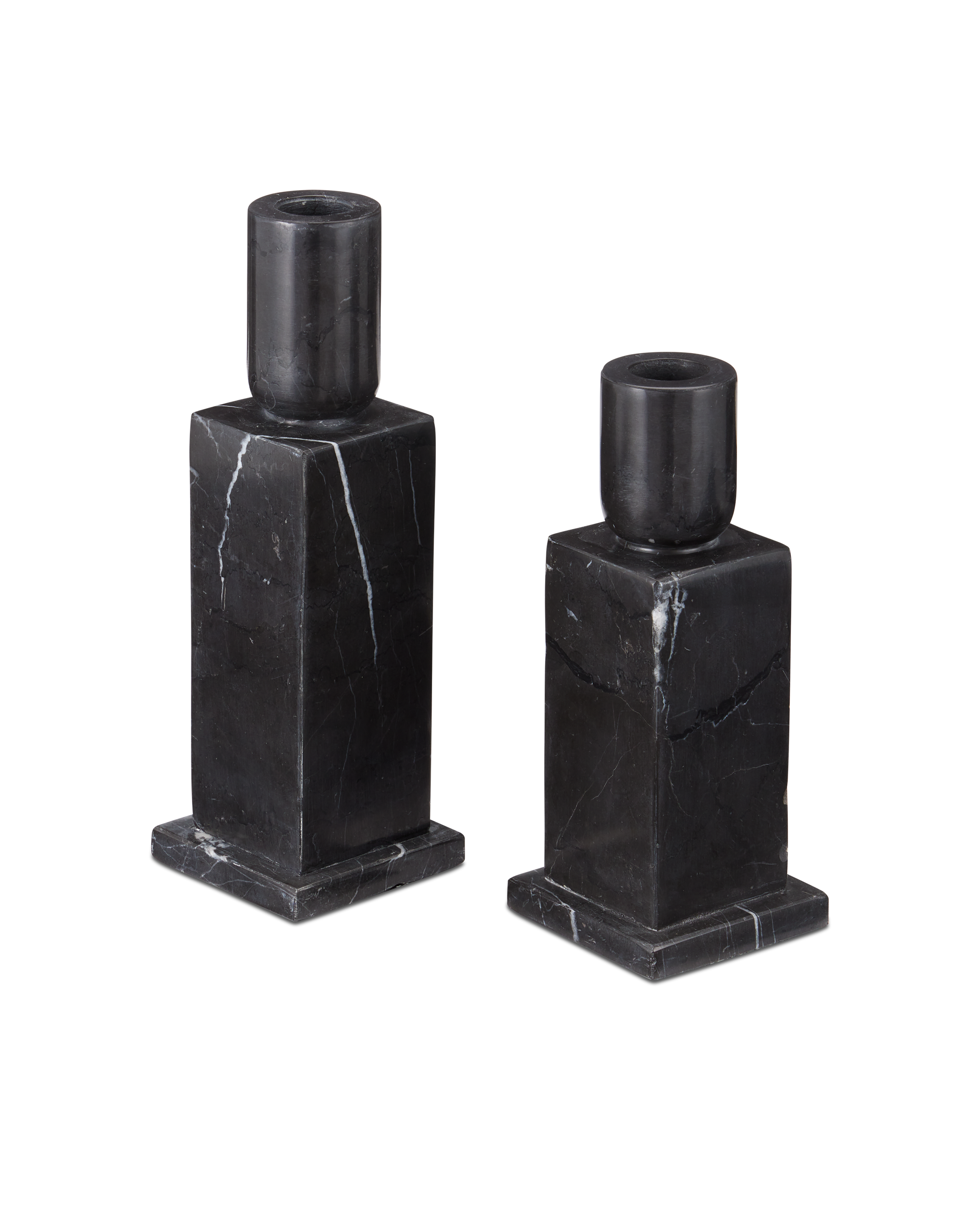 Currey & Company Lithos Black Candle Holder Set Of 2