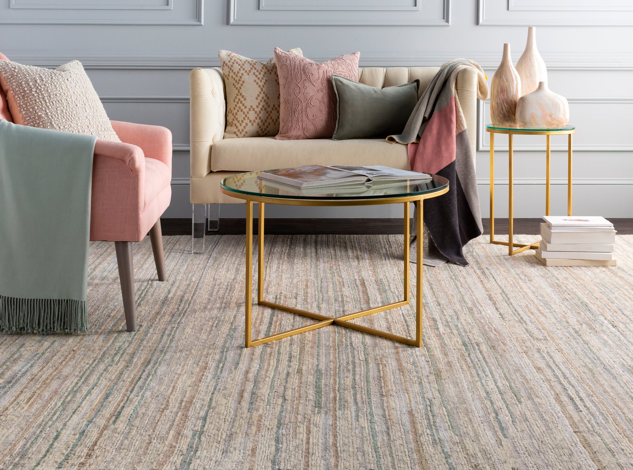 Surya Chantel Woven Silk Throw with Tassels