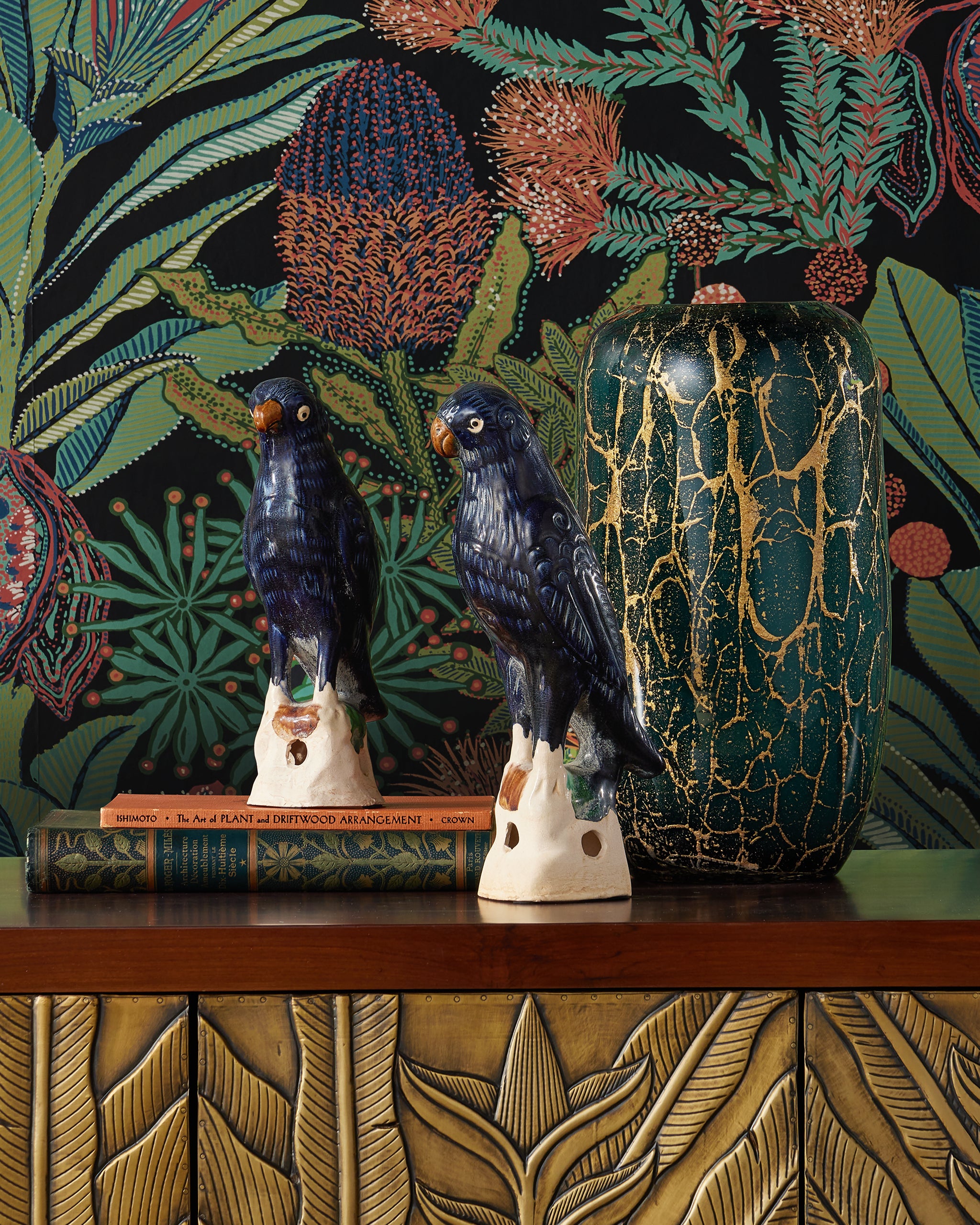 Currey & Company Tang Dynasty Parrots Set Of 2